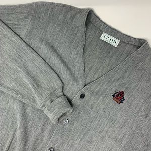 VINTAGE Izod Button Up Cardigan Sweater Gray Made in USA Men's Sz XL Q7